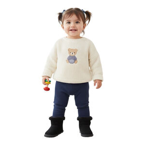 Toddler Girl’s Size 6 Black Faux Fur Bow Winter Boots